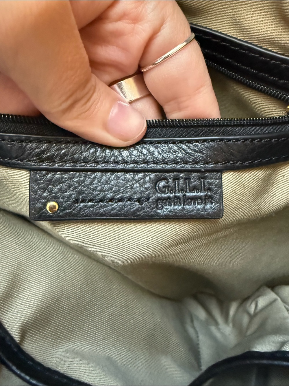 G.I.L.I. Black Leather Fringe Hobo Bag Backpack with Gold Hardware Accent - Picture 5 of 7